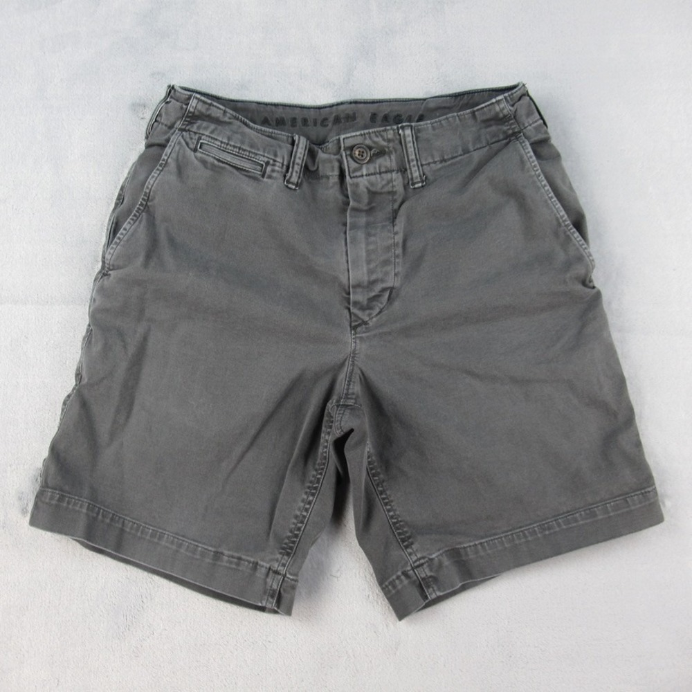 American Eagle Mens Classic Fit Chino Shorts Gray Size 28 Cotton Blend 8 Inseam